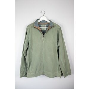 Tommy Bahama Quarter Zip Pullover Mens Small Green Good Mock Neck Cotton Blend